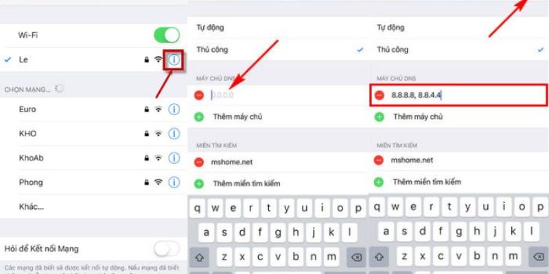 Thao tác đổi DNS trên iOS