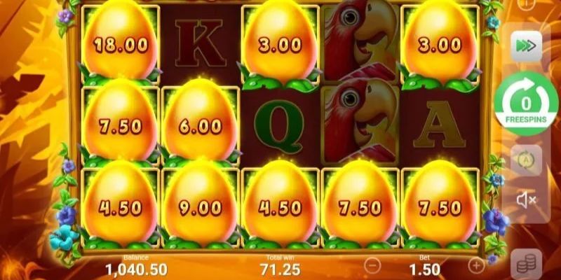 Rải tiền nhiều hàng khi quay slot